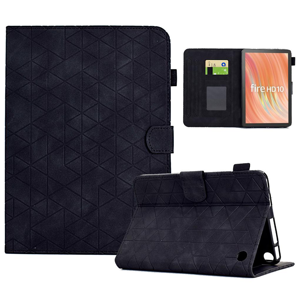 A9 For Amazon Fire HD 10 (2023) Case Card Slots Stand Rhombus Leather Tablet Cover