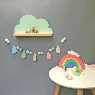 Estante de madera con forma de nube para habitación infantil, estantes de madera, decoración de pared para niños y niñas.