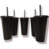 Matte Black Plastic Cups with Lids and Straws Reusable Tumbler Cold Cup | 24oz - 5 Pack | Customize & Personalize - Great for Iced Coffee, Travel,