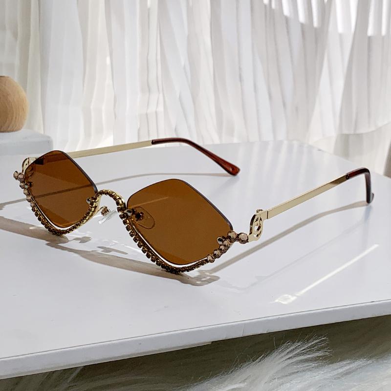 

Новые солнцезащитные очки с полуободковой оправой из стразов, солнцезащитные очки с цветными бриллиантами, женские 90306-1 коричневый