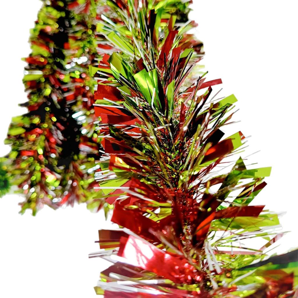 Christmas Ribbon Garland & Ornaments: Rattan, Leaves, Snowflakes & Tinsel for Decoration
