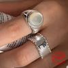 BFClub Silver Color Ring For Women Jewelry Oval Stone Simple Open Vintage Handmade Ring Allergy For Party Birthday Gift