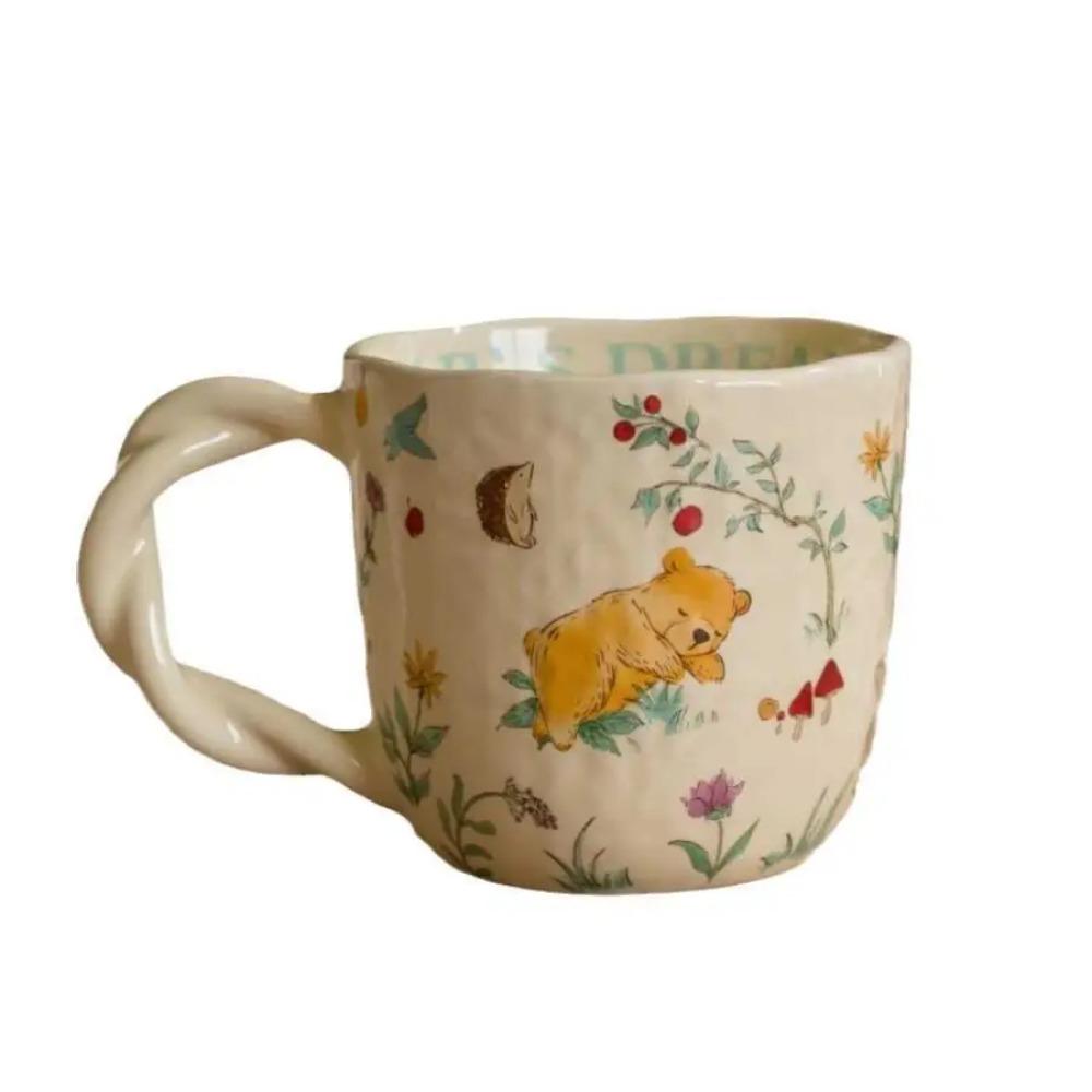 Mori Cloth Texture Ceramic Cup Creative Fried Dough Twists Handle Cartoon Coffee Cup