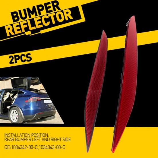 1 Pair Left+Right Rear Reflector Light Bumper Case for 2016- Tesla Model X