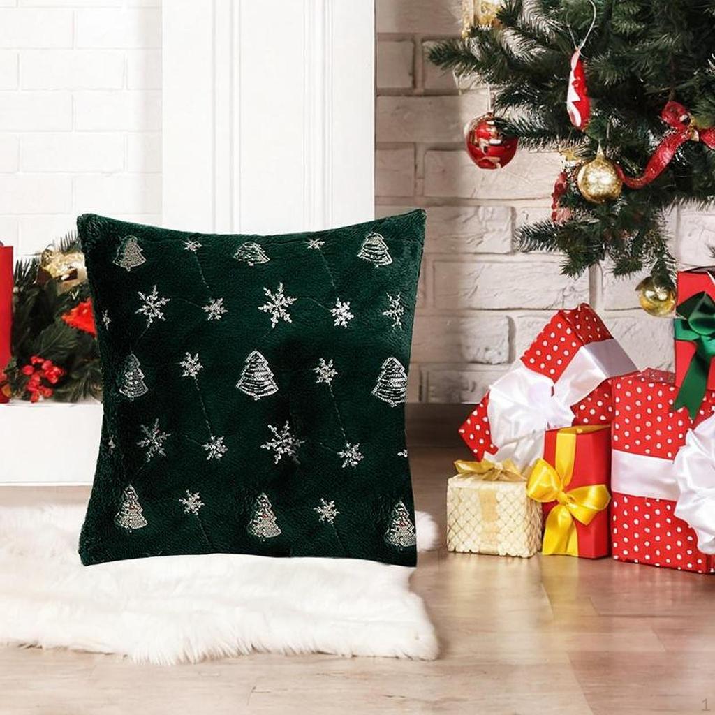 Christmas Theme Plush Pillow Case 18x18 Inch Washable for Living Room Coffee Shop