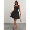Fashion Solid Color Party Square Neck Backless Mini Slip Dresses 2025 New Elegant High Waist Club Pleated Short Dress