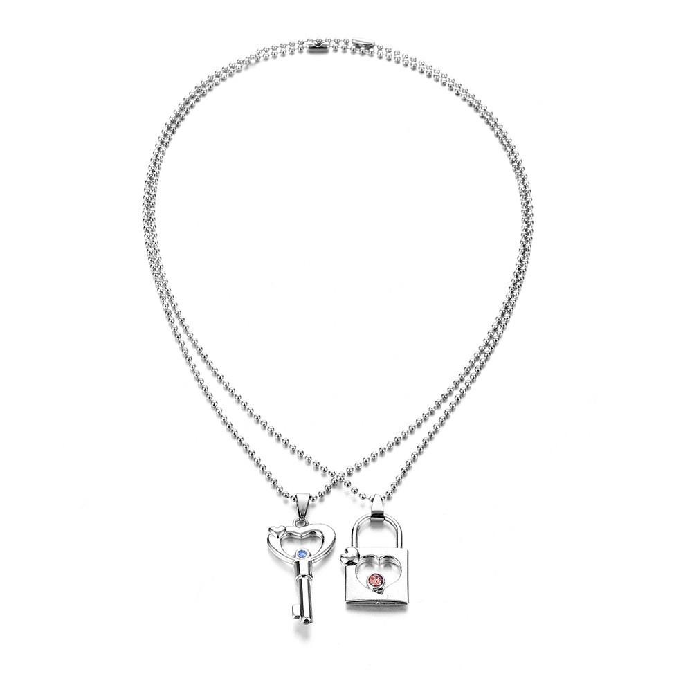 

Elegant Heart Lock Necklace Set Trendy Dazzling Jewelry For Couples And Gifts