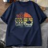 Fishing Dad T‑shirt "Reel Cool Dad" Retro Sunset Fisherman Design Casual Short Sleeve Mens Tee Fathers Day Gift Fishing Tee Top
