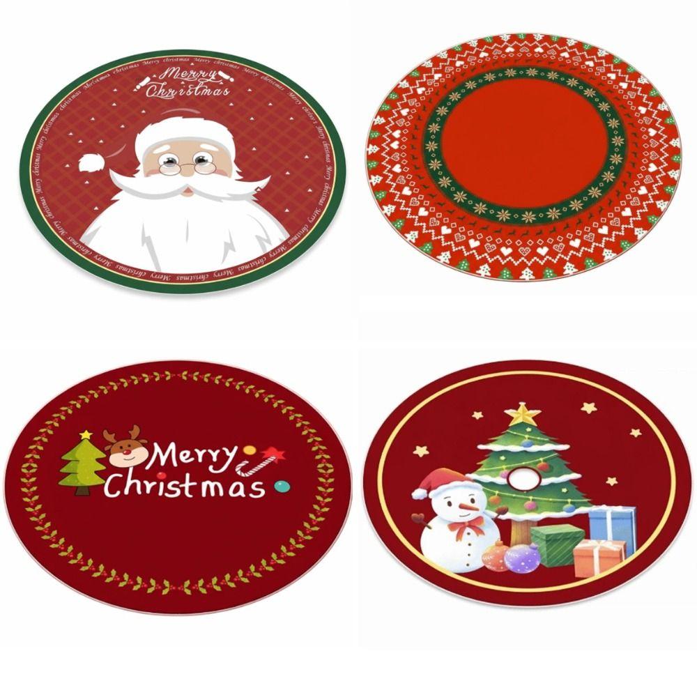 60/80CM Santa Claus Round Christmas Rug Anti-Slip Xmas Floor Mat  for Bedroom Living Room