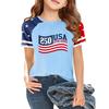 Women's Casual Short Sleeve Crew Neck T-Shirt Independence Day Print Raglan Sleeve Lightweight Cotton Blend Top for Summer