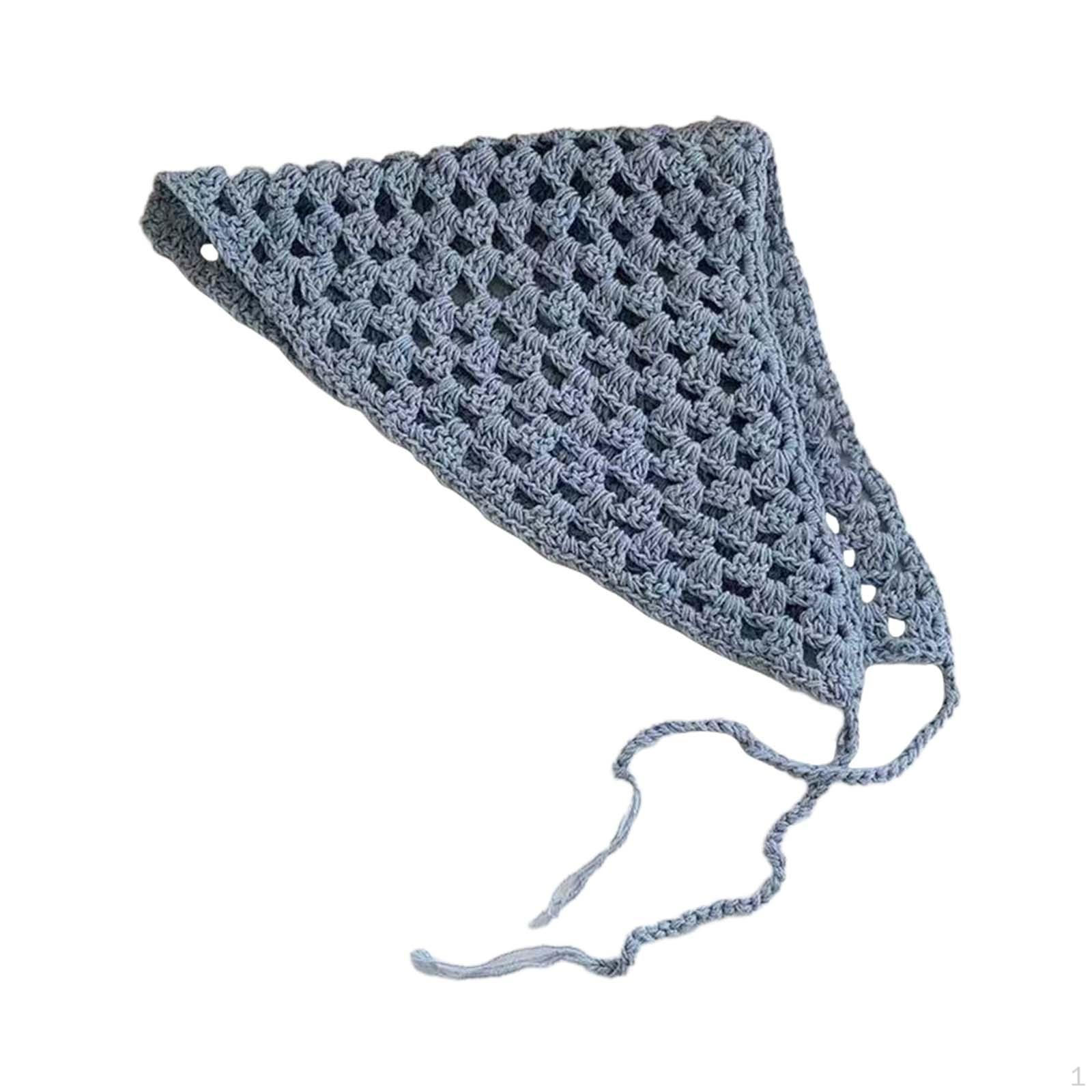 

Вязаная бандана для женщин и девочек, треугольный аксессуар синий