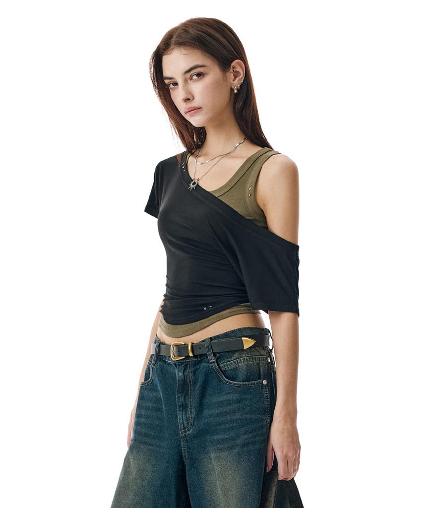 Sekeonmonollogeu Layered Off-Shoulder Set [Black]_Sewts021Black