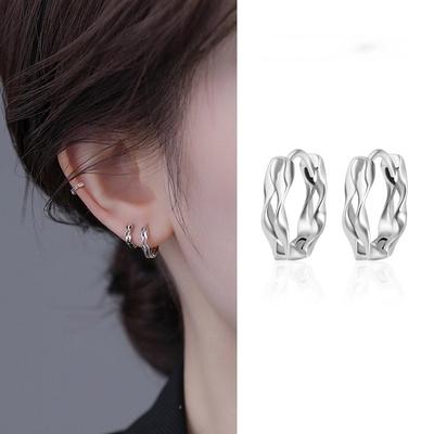 Double Layer Möbius Earrings Trend Personality Earrings Fashion Minimalist Ins Compact Jewelry Double Layer Wave Earrings Ambience Back To School