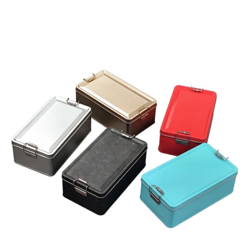Old-Fashioned Rectangular Tinplate Box With Lid High Quality Metal Storage Box Cake Packaging Box Durable With Buckle Candy Box