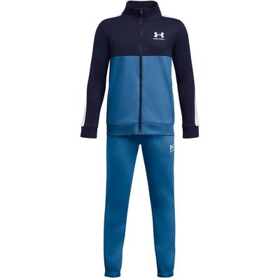 UA Colorblock Knit Photon YXL Tracksuit, Blue/Midnight Navy/White,