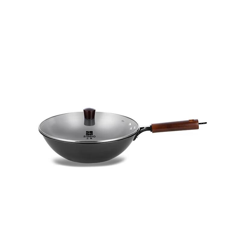SANHO Nitrided Hammered Cast Iron Wok