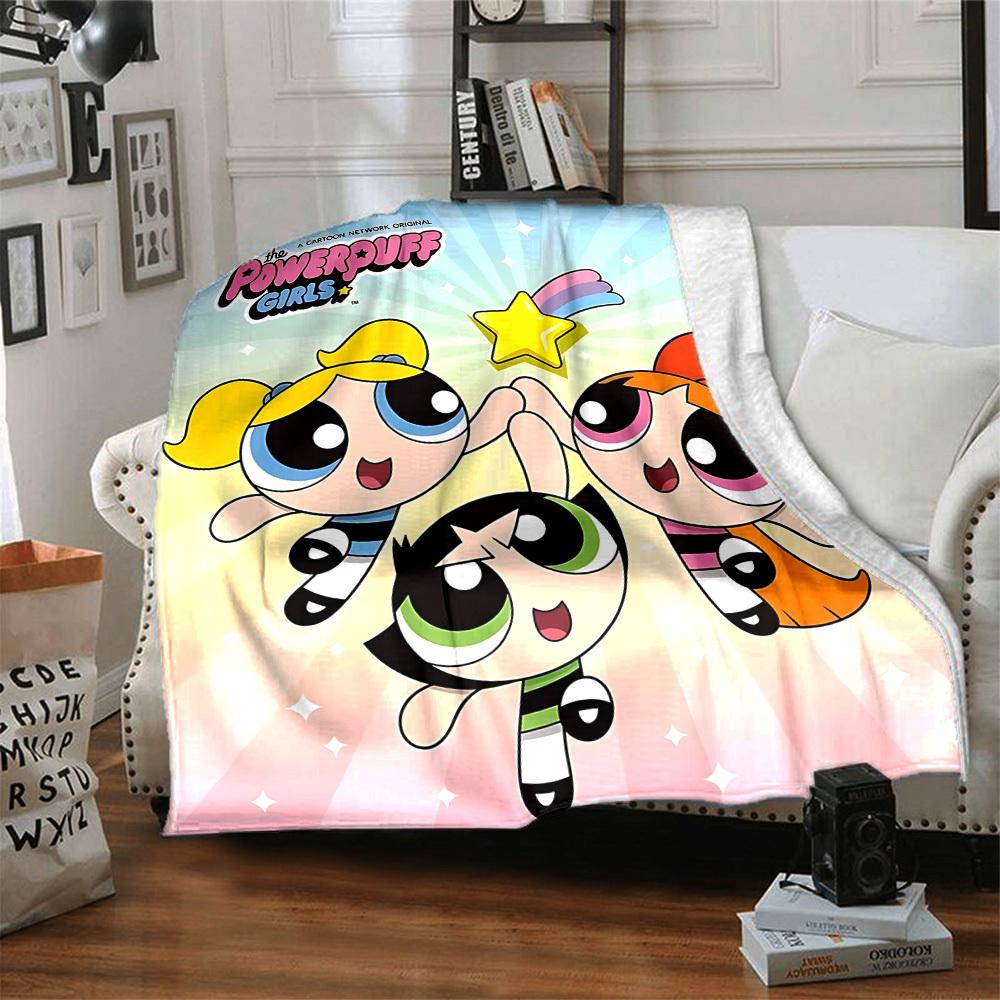 1pc Powerpuff Girls Friendship Flannel Throw Blanket Lightweight Soft Warm All Season Blanket for Sofa, Bed, Travel,L1028129