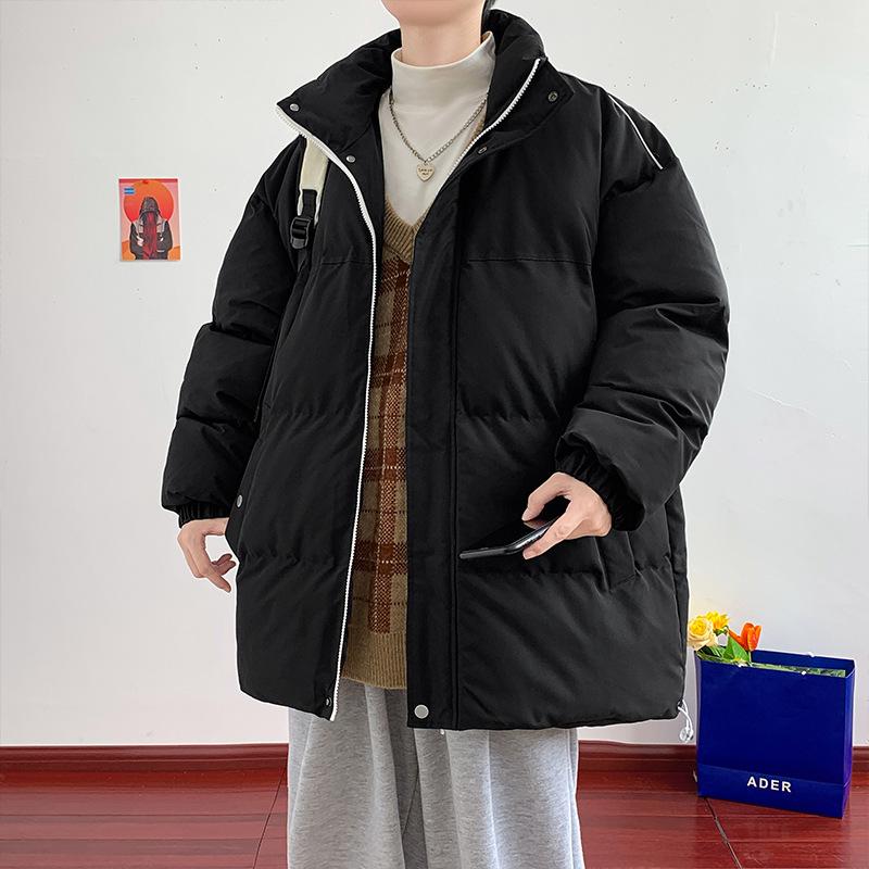 

Lint cotton 2025 light plate couple cotton-padded clothes, men s and women s cotton-padded clothes, solid color bag clothes, cotton-padded jacket M чорний