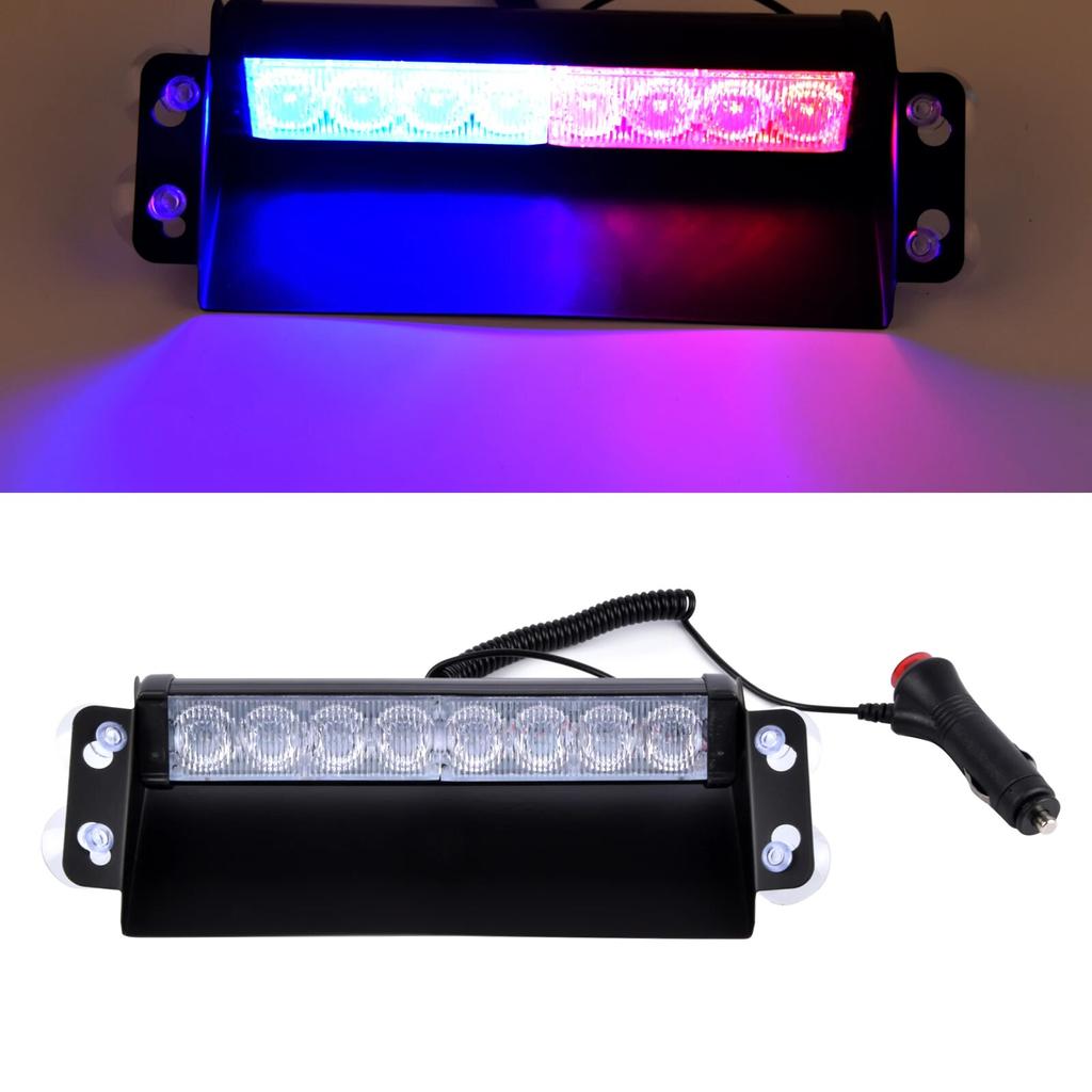 Car LED Strobe Light Police Lights Signal Lamps Red/Blue Flash Dash Emergency Flashing Windshield Warning Light 12V 8 LED