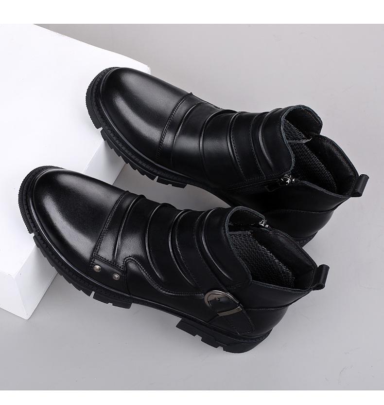 Men's Handcrafted Genuine Leather Punk Motorcycle Boots – British Style, Doc Martens-Inspired Short Workwear Boots