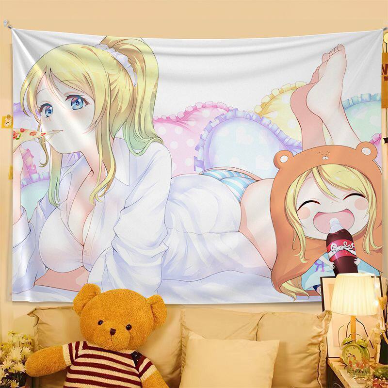 Cute Anime Print Tapestry Wall Hanging Anime Poster Bedroom Backdrop Wall Art Dorm Home Decor