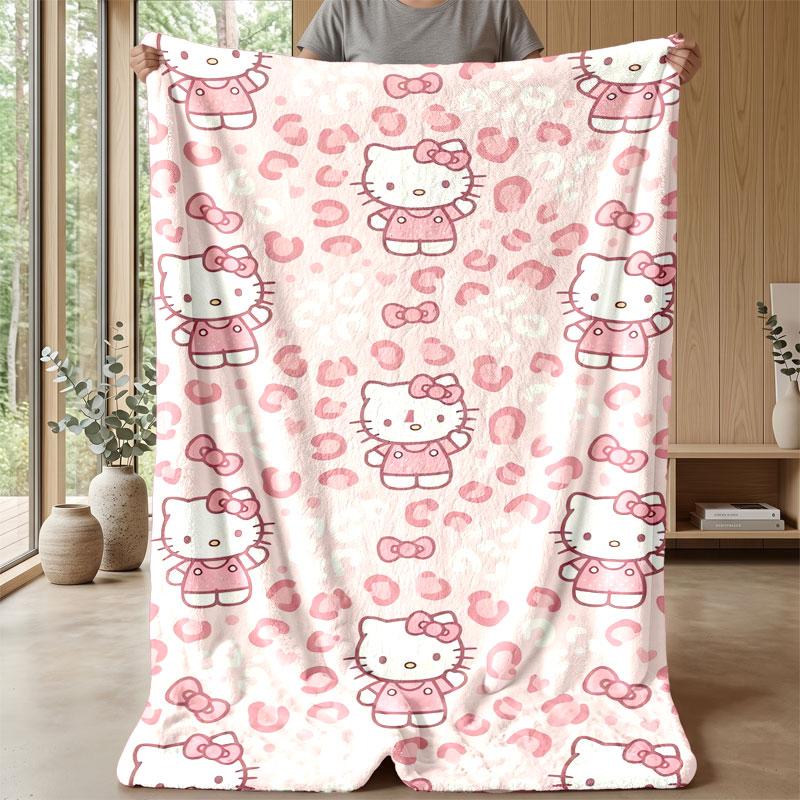 Soft Flannel Blanket Lightweight Cozy Bedroom Living Room CoverHello Kitty