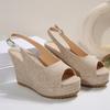 Fashion Fashion Women's Back Strap Chunky Platform Sandal Summer Peep Toe High Heel Sandals Woman New Non Slip Wedge Beige Sandal Female