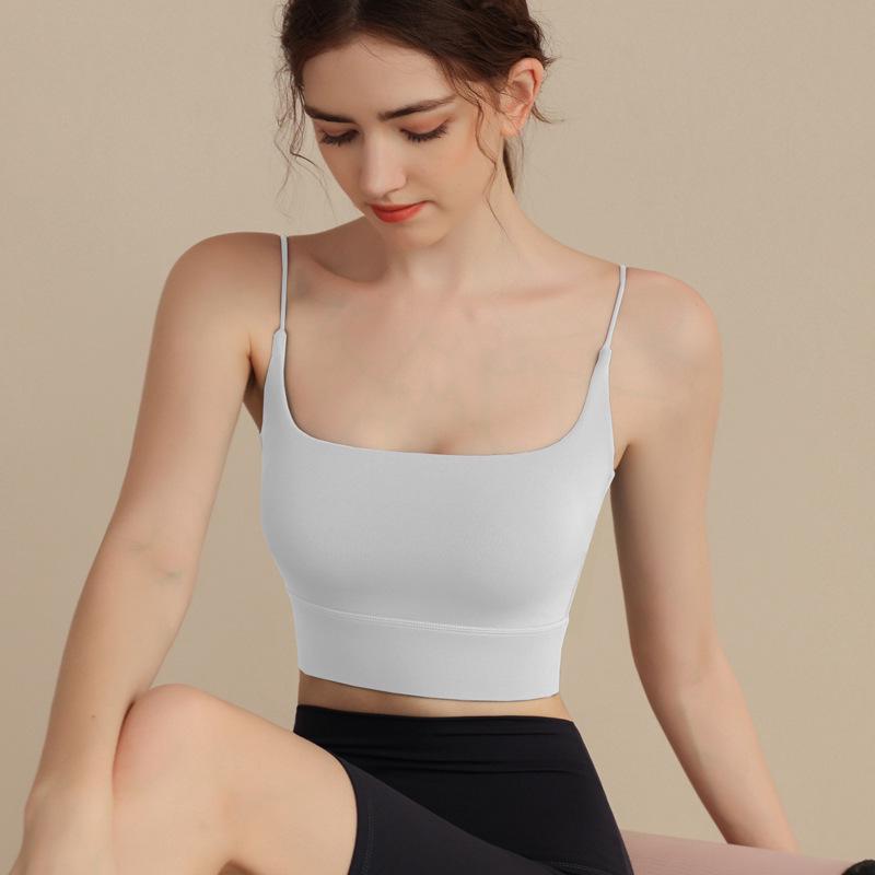 Spring/Summer Shockproof Slim Strap Sports Bra with Chest Pads - Women's Sexy Yoga Fitness Camisole