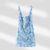 Estate 2026 Sexy Scollo Quadrato Fiore 3D Vestito Corto Aderente Senza Maniche Senza Spalline Moda Abbigliamento Donna Mini Abiti