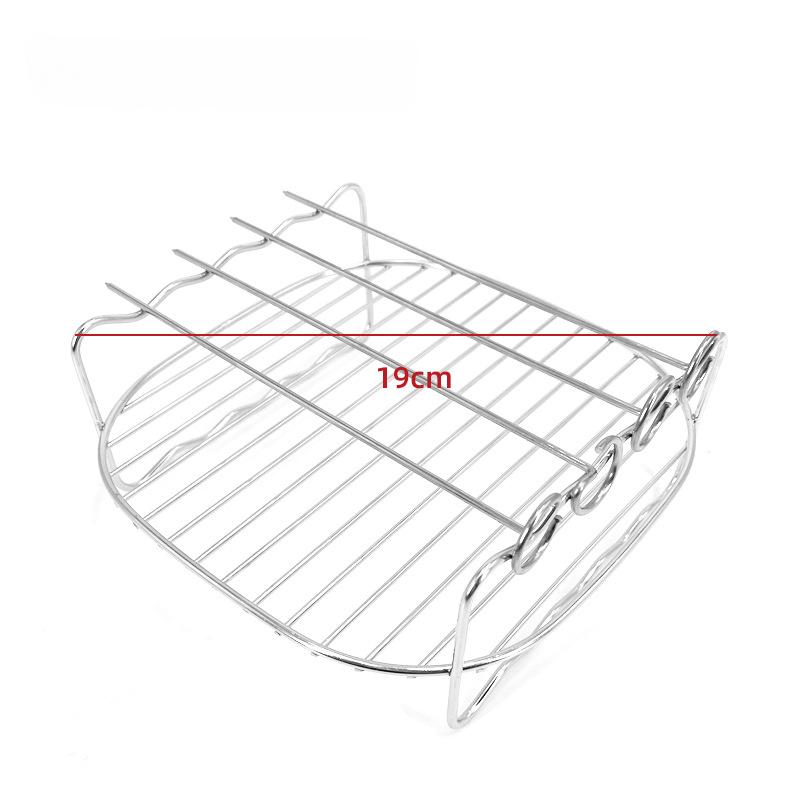 7Inch Air Fryer Rack Set Versatile Grilling Rack Double Layer Rack with Skewers Steaming Drain Oil Holder for Kitchen