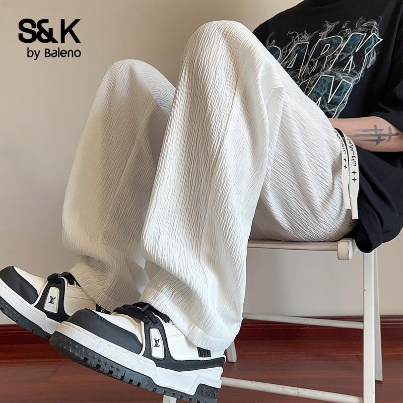 Baleno S&K Men's Textured Straight-Leg Casual Trousers