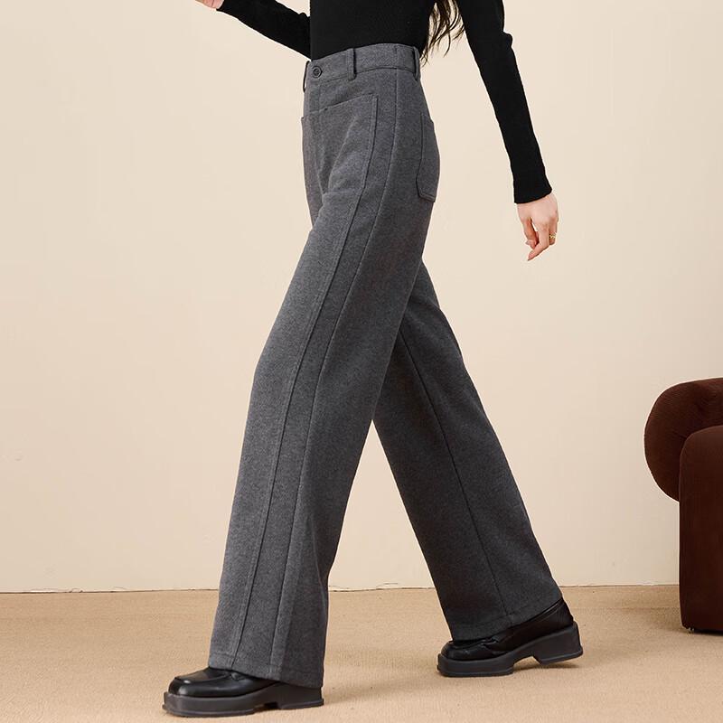 Fanzhen Women's High-Waist Wide-Leg Wool Blend Pants