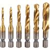 6Pcs/set Composite Tap Machine with Spiral Tap Tool Wholesale Tapping Chamfering Integrated Hexagonal Handle Drill Set