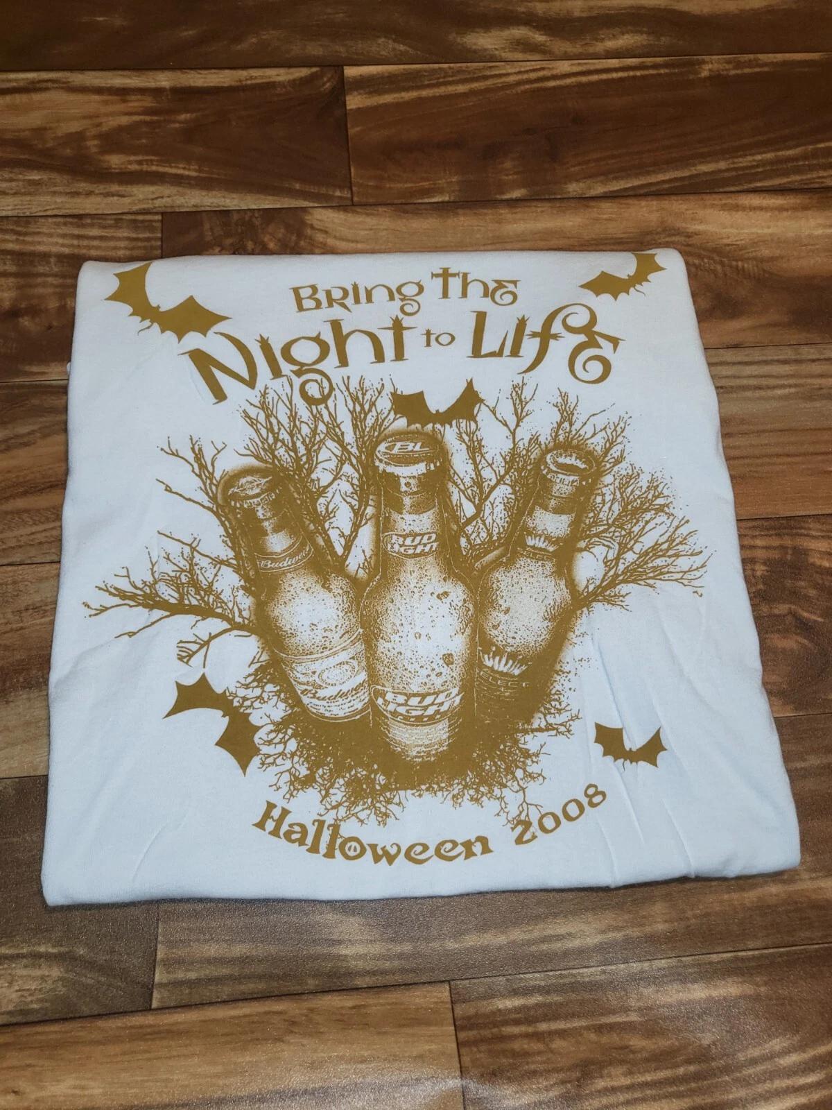

Vintage 2008 Bring The Night To Life Halloween Beer Budlight Budweiser Shirt XL L