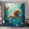 Cute Puppy & Fish Shower Curtain - Fun Underwater Design For Kids' Bathroom Décor, Waterproof, Easy Care & Adorable Style