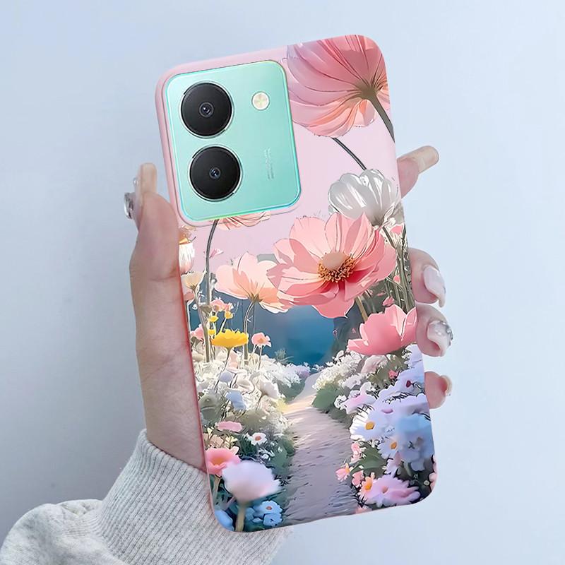 For Vivo Y27s Case Vivo Y36 Russian Cover Beautiful Butterfly Flower Girls Design Bumper Shell For Vivo V2247 V2322 Back Housing