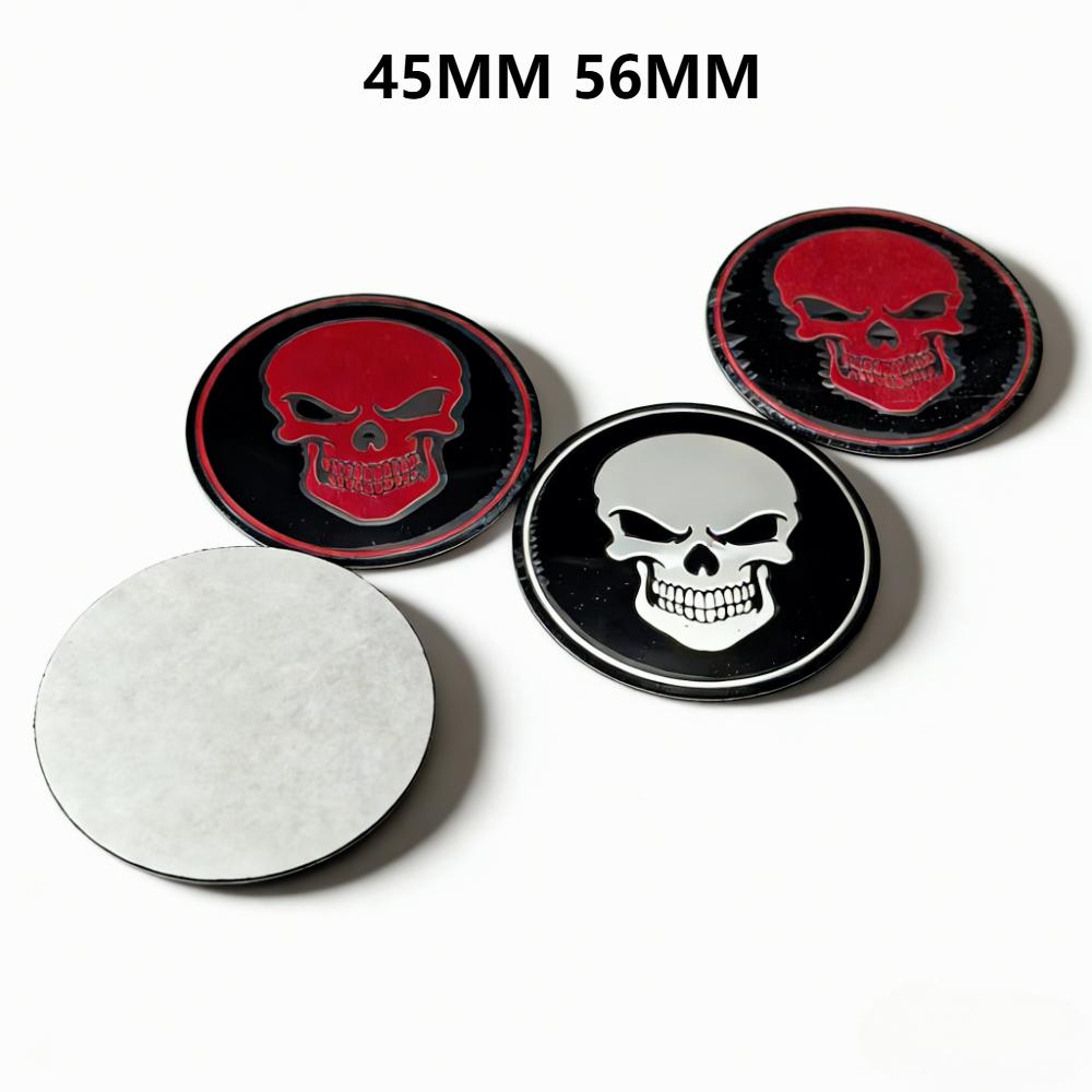 4 szt. 45 MM 56 MM Emblemat z logo czaszki Naklejki samochodowe Akcesoria do kołpaków środkowych piasty koła kołpaka felgi osłony przeciwpyłowe Odznaka Wymiana