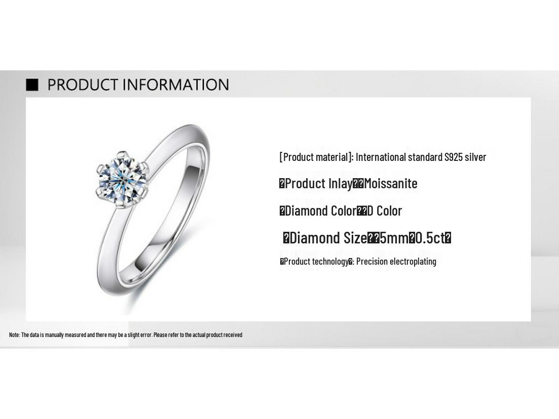

D-Color 1-Carat Moissanite Sterling Silver Proposal Ring, Six-Prong Design, Perfect Birthday Gift for Girlfriend. US 6.5/53.1mm