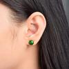 18k Gold-Plated Green Chalcedony and Jasper Stud Earrings for Women