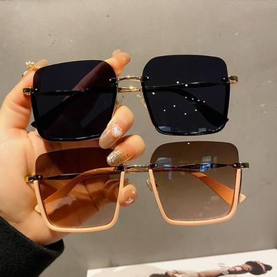 Gafas de sol Vintage de gran tamaño para hombre y mujer, anteojos de sol cuadrados a la moda, diseño de marca Popular Ins, UV400