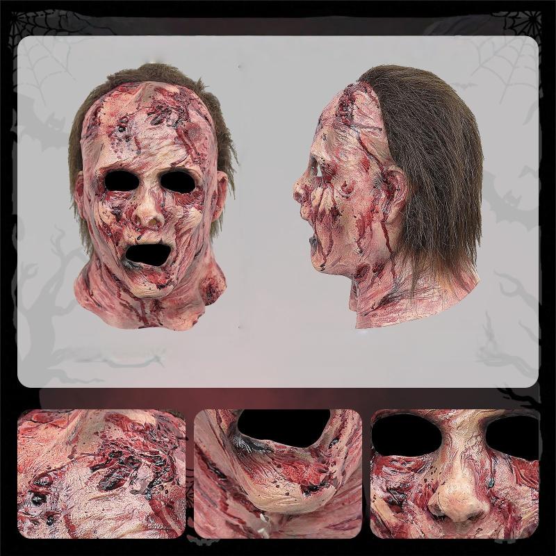 Halloween Silicone Mask Scary Clown Bloody Masks Scary Party Masquerade Headgear Head Mask Haunted House Cosplay Decoration Prop