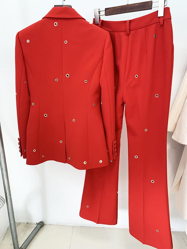 High Street Fashion Spring 2026 Metal Hole Single-Button Suit & Trousers Set