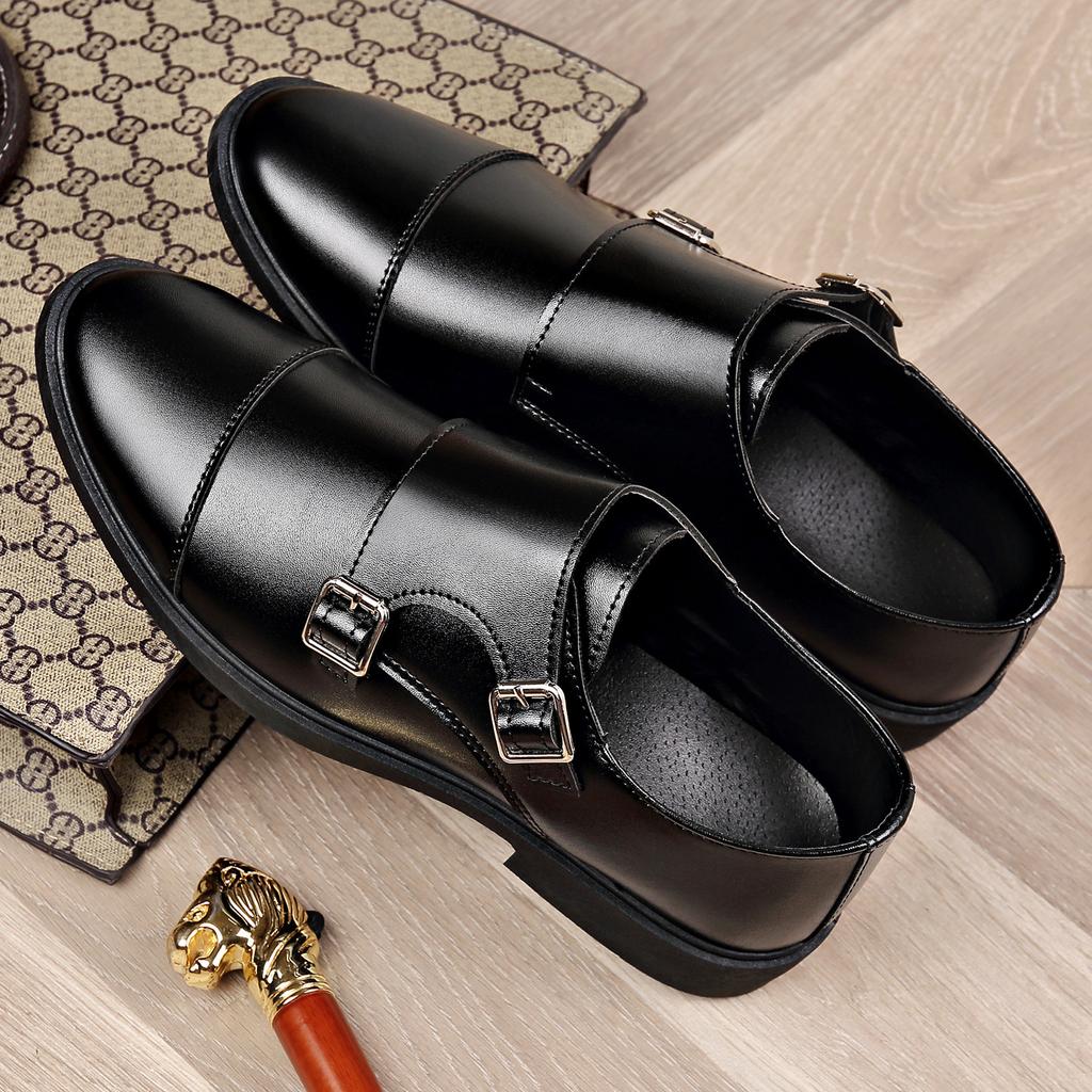 2025 neue elastische Schnalle Frühling und Herbst Herren Lederschuhe Weichleder Business vielseitige Einzelschuhe klassische Freizeitschuhe große Größe