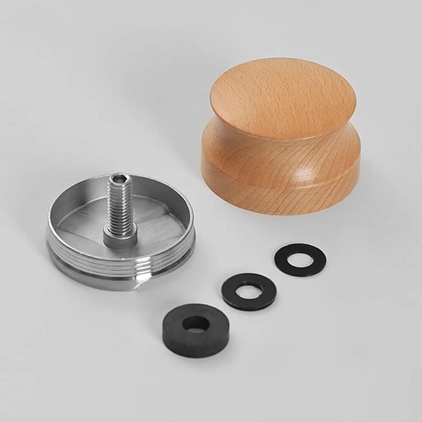 Coffee Tamper, Professional Espresso Hand Tampers 51/53/58mm, Adjustable Depth, Stainless Steel Coffee Tamper with Beech Wooden