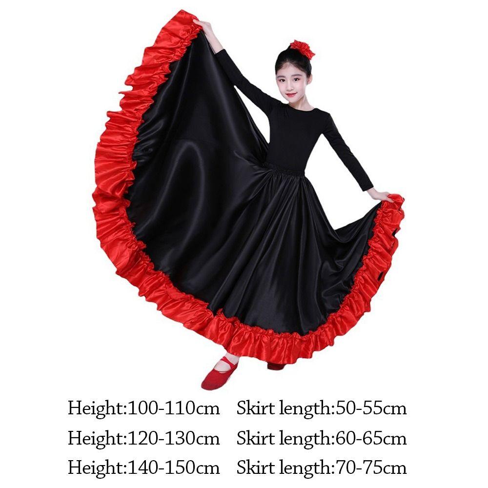 Glatter Spanischer Paso Doble Rock Polyester Party Lateinischer Tanz Kostüm Großer Schwung Karnevalskleid Bühnenauftritt Rock Tanz