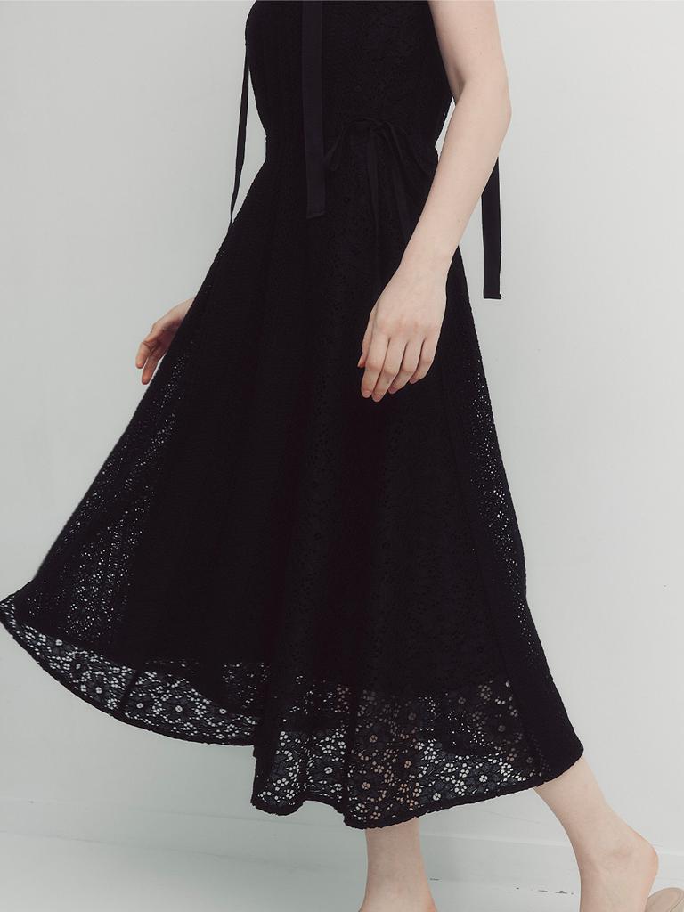 September Twenty Lace Layered Dress (Black)