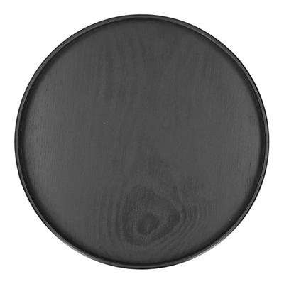 Round Wooden Food Fruit Serving Tray Service Plate for Home Kitchen Hotel Use Black24cm
