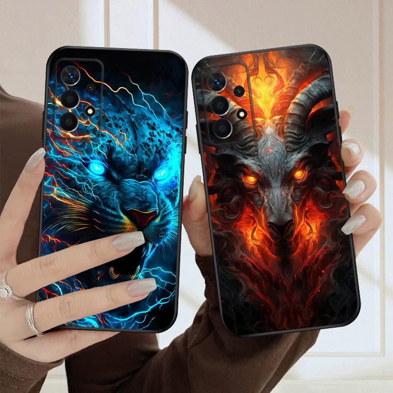 Luminous Lion Head For Samsung A03 Core A 04 05 06 12 14 15 16 22 23 Galaxy A25 26 4G 34 35 52 53 56 71 73 90 5G soft phone case