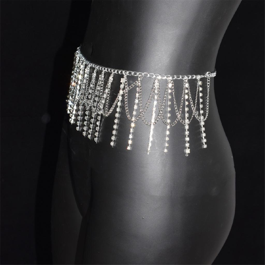 Tassels Waist Chain Elegant Rhinestones Belly Chain Body Jewelry For Stage Performances Prom Night Women Accessories
