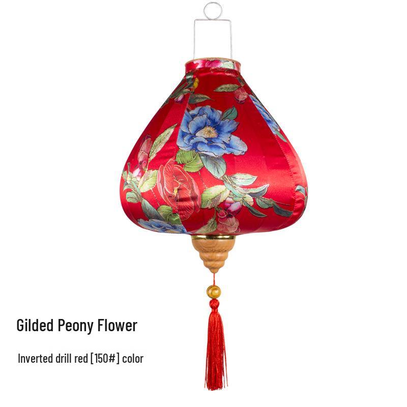 Gold-Edged Peony Palace Lantern - Chinese Style for New Year, Spring Festival, Weddings, Outdoor, or Housewarming Decor